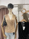 Sleeveless Wrap Design Ruched Tops